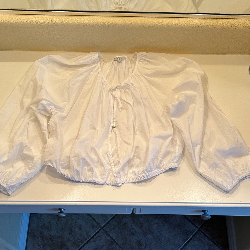 New Rails Elegant White Long Sleeve Cotton Blouse. Size Large.